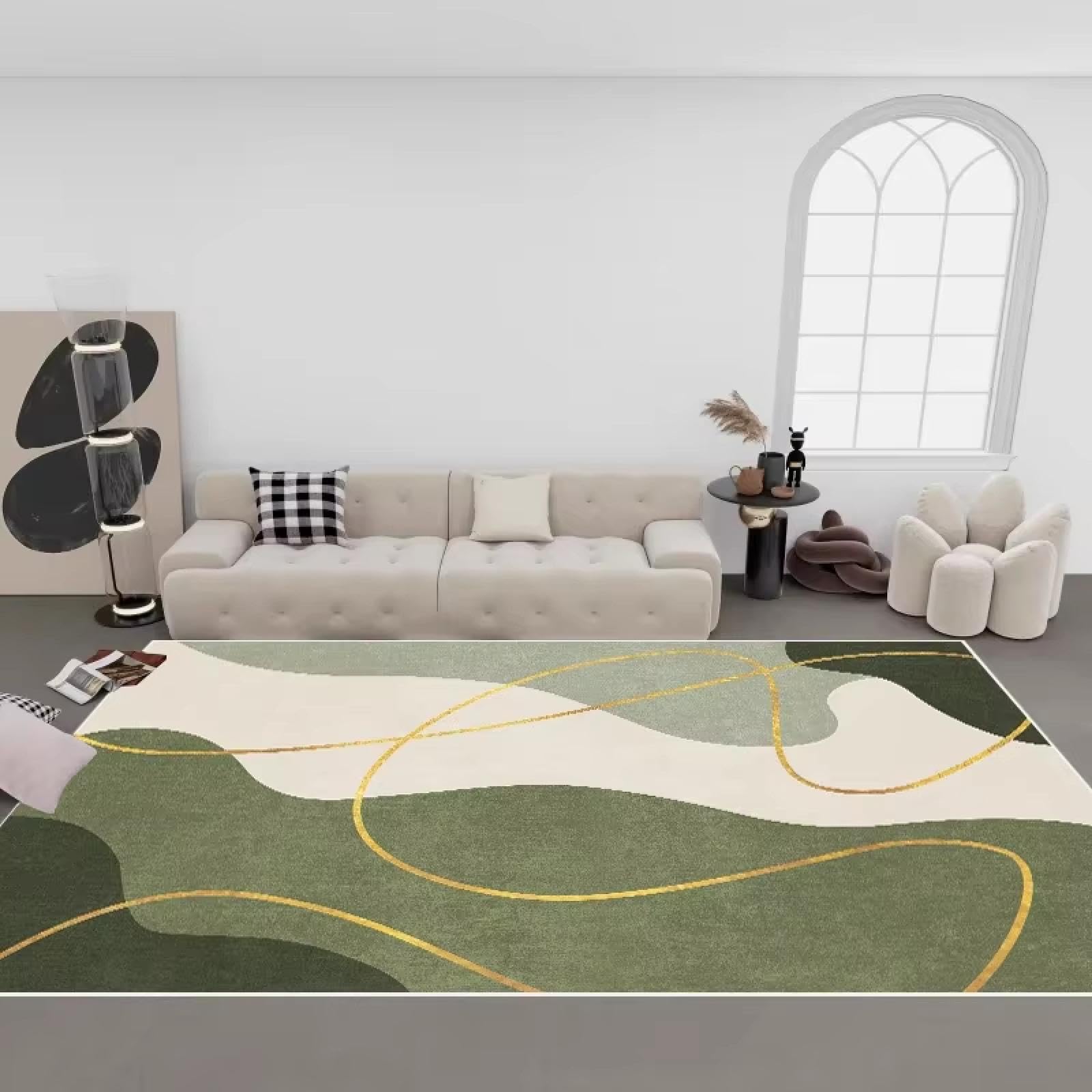 Tapis de chambre vert doux creant une ambiance cocooning et chaleureuse 180x210cm