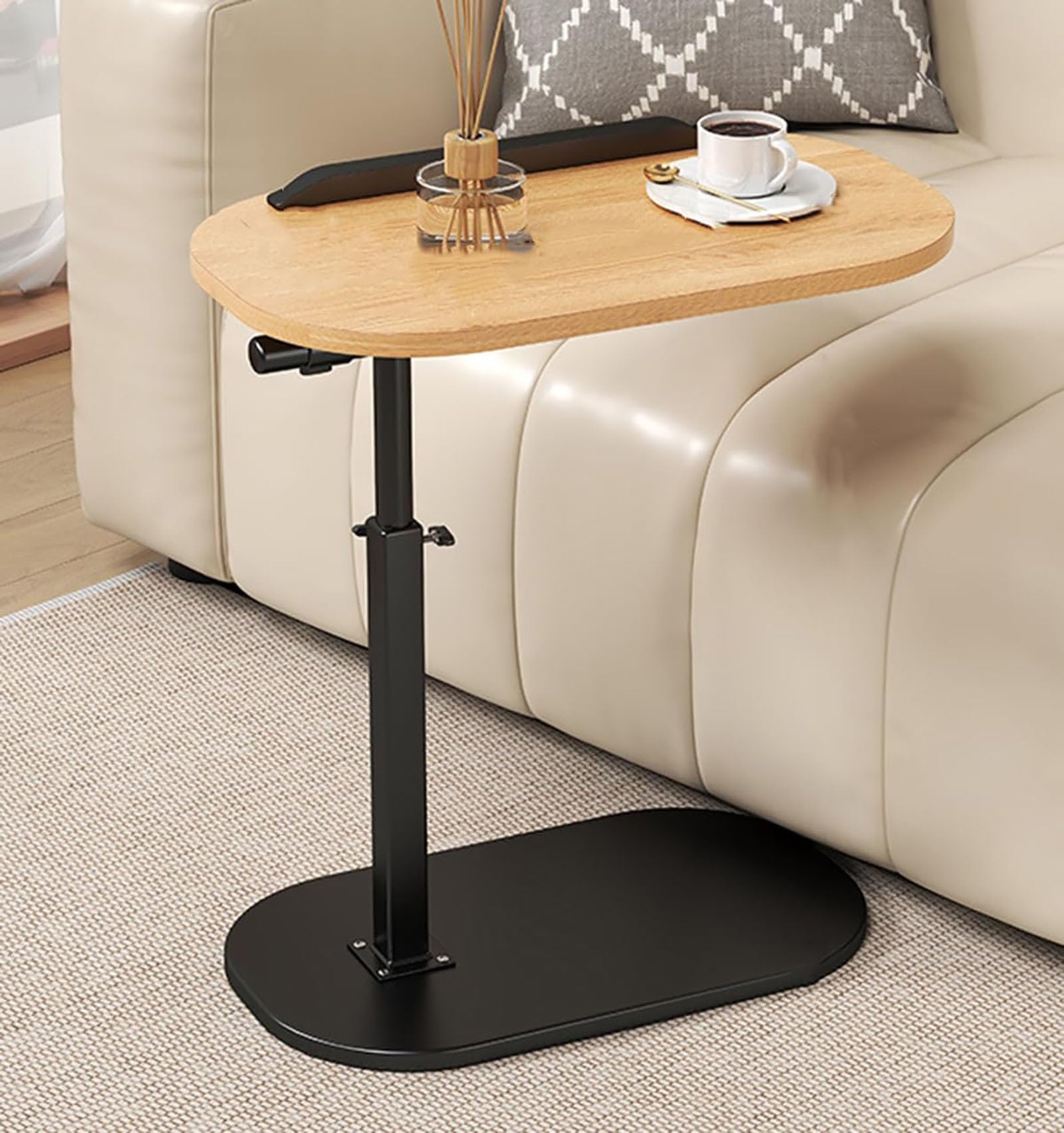 Verstellbarer Beistelltisch Couchtisch, 360°Schwenkbarer Tabletttisch, Laptop Beistelltisch mit kippbarem Tablett, Kleine Beistelltische Wohnzimmer, C-förmiger Laptopständer Couchtisch für Sofa/Bett/B Drogerie & Körperpflege