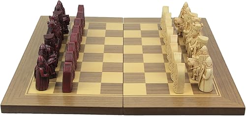 Miniatura 2 de Veronese Design Ajedrez estilo Isla de Lewis de 2 12 pulgadas con tablero pintado a mano resina madera marfil acabado estatua decoración del hogar