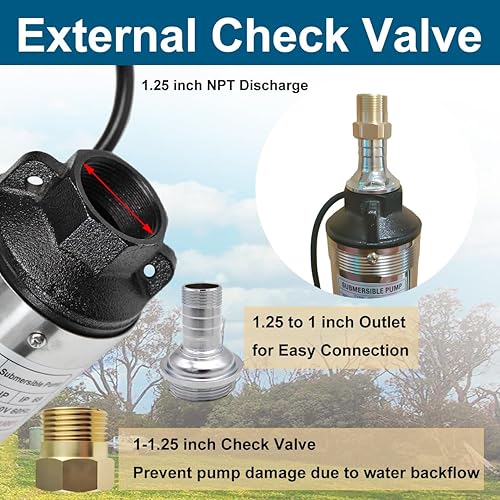 Miniatura 4 de Bomba sumergible para pozo profundo,1 hp, 115V, 60 Hz, 33 GPM, cabeza de 207', acero inoxidable, 4.0 in, cable eléctrico de 33 pies, larga vida útil