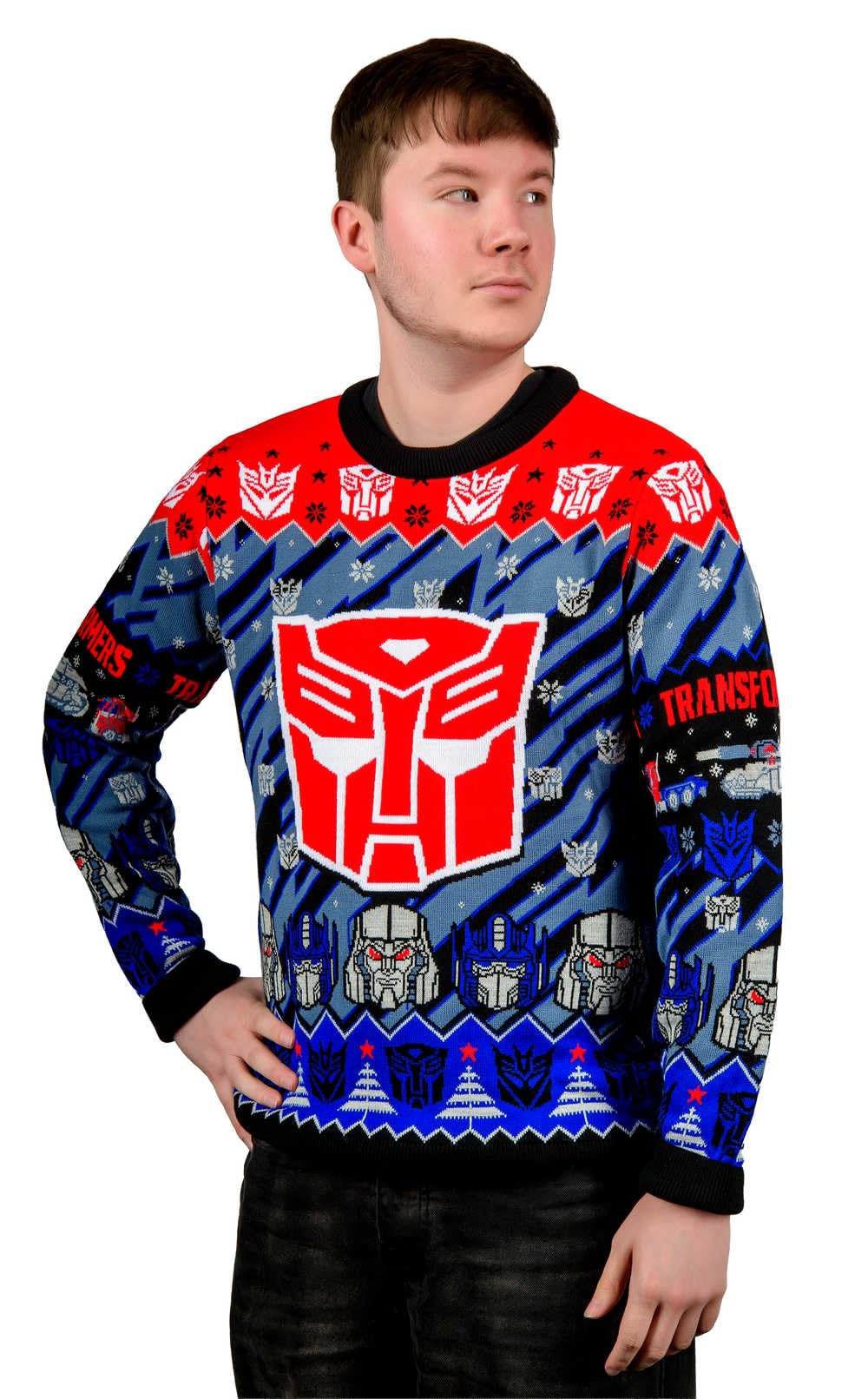 Transformers: Christmas Jumper (UK, Alpha, XL, Regular, Regular) Blue
