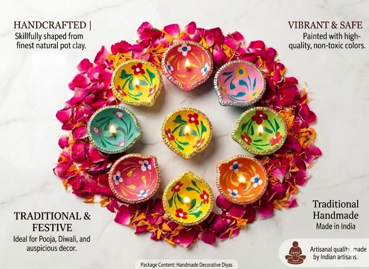 Diwali Diyas - Handmade Terracotta Clay Lights -7