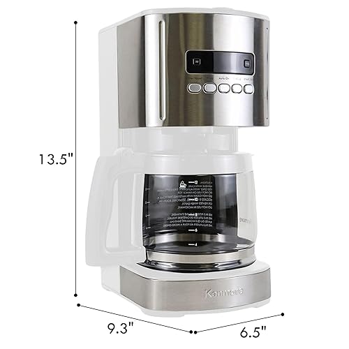 Miniatura 7 de Kenmore - Cafetera de goteo – Máquina de café programable de 12 tazas con olla de cristal, preparación regular y atrevida, depósito de agua grande