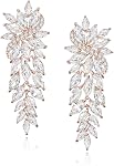 EVER FAITH Marquise-shaped Cubic Boucles d'oreilles de mariage Zirconia pour femmes mariées, lustre de fleur de cristal mariage Dangle Drop Eardrop pour bal