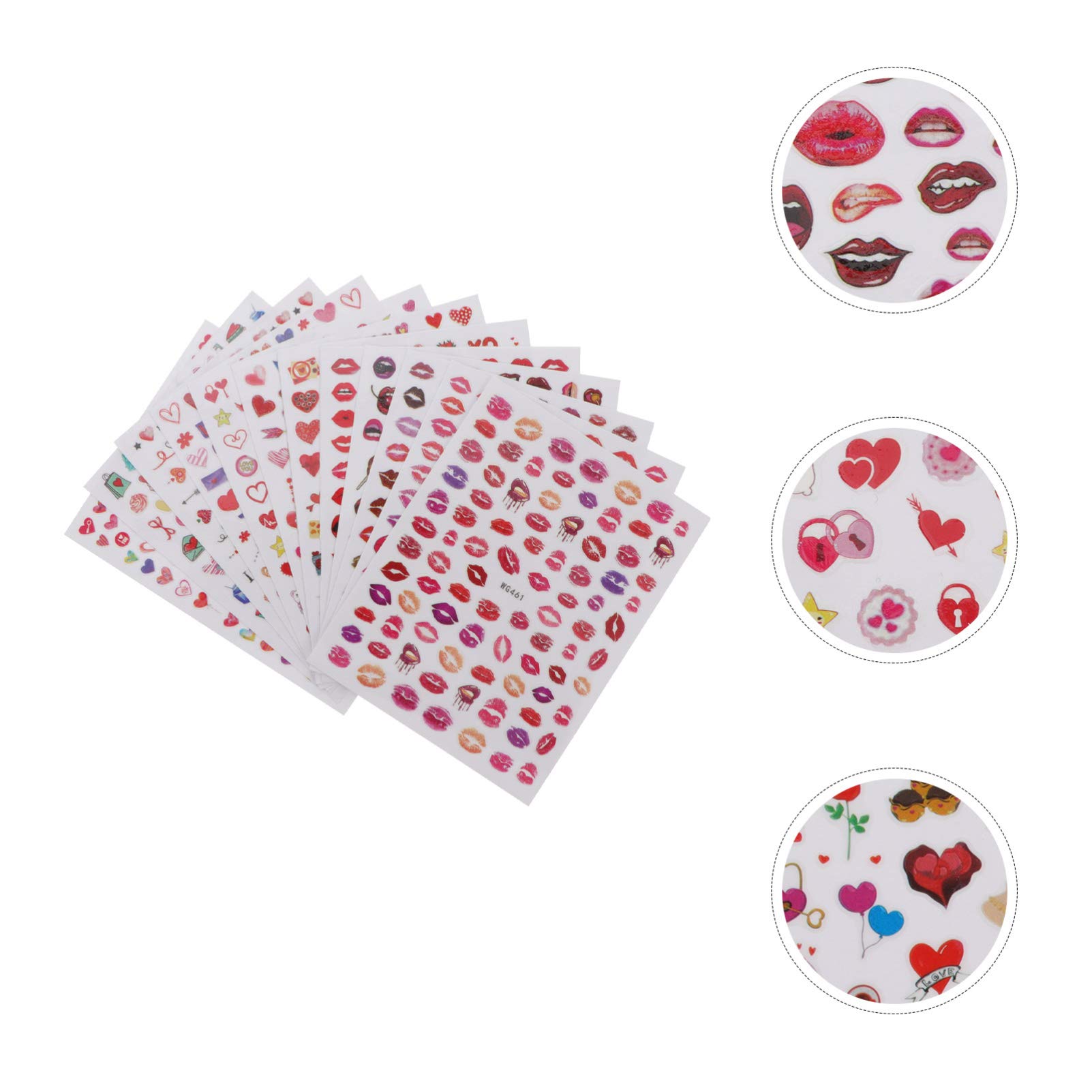 Didiseaon 3 Juegos Pegatinas Para Uñas De San Valentín Cordón Cáscara Adhesivos Manicura San Valentín Decoración Uñas San Valentín Pegatina De Manicura Arte De Uñas Pegatinas 12 Hojas * 3