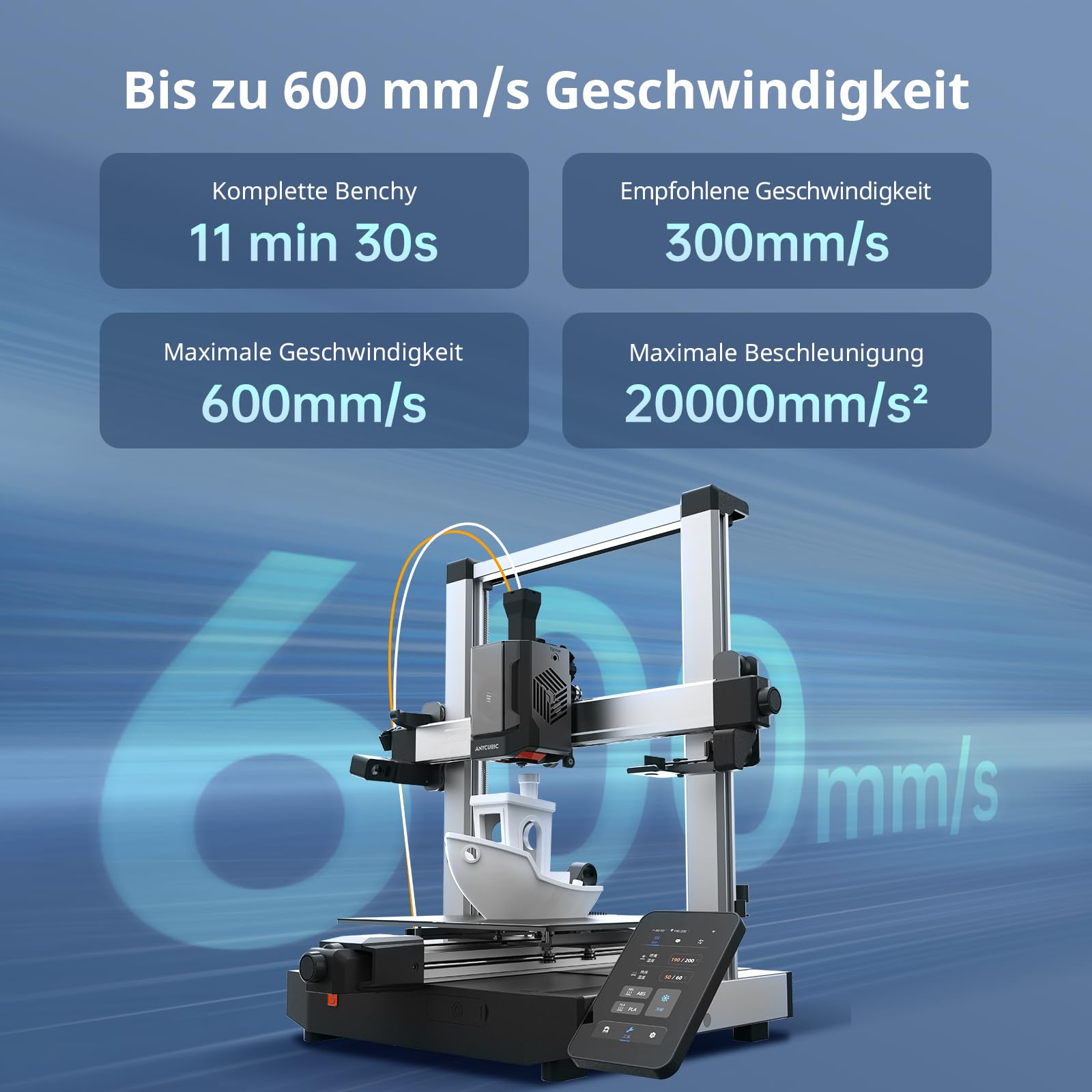 Anycubic Kobra 3 V2 3D Drucker, 600 mm/s Hohe Geschwindigkeit, Verbesserte LeviQ 3.0 Auto-Nivellierung, Intelligentes Drucken, Mehrfarbendruck über ACE Pro, Größe 255 x 255 x 260 mm