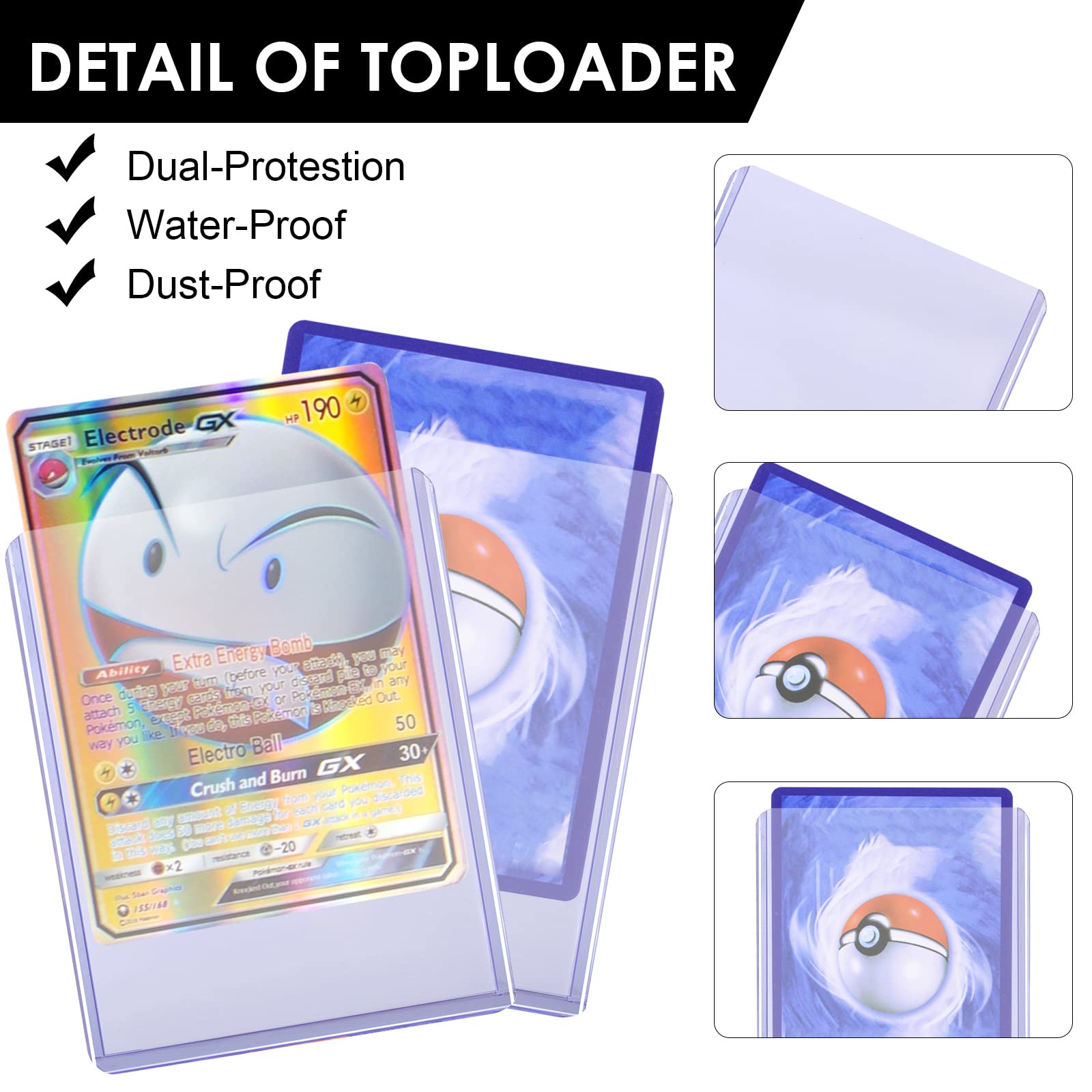 Amazon.com: CampFENSE 3" x 4" Trading Card Toploaders, Clear Card Sleeves for  TCG Cards (25 Count), Hard Plastic Top Loader Card Holders Fits Pokémon,  YuGiOh, MTG, Baseball Football Card : Toys &