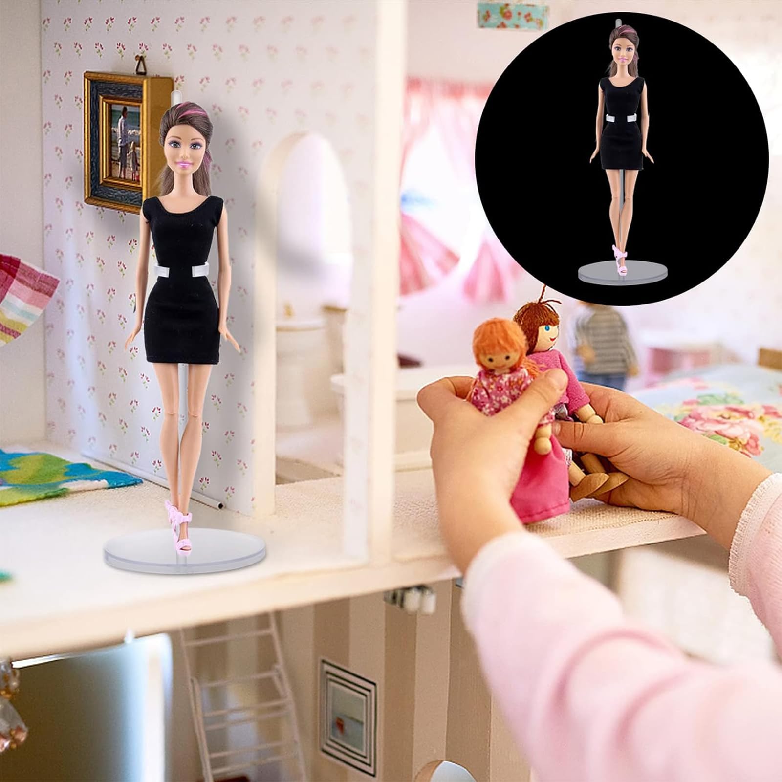 20 Piezas Estante de Muñeca Transparente, Soporte para Muñecas Ajustable, Soporte de Muñeca de Plástico, Adecuado para Accesorios de Muñecos de Ventana(Transparente)