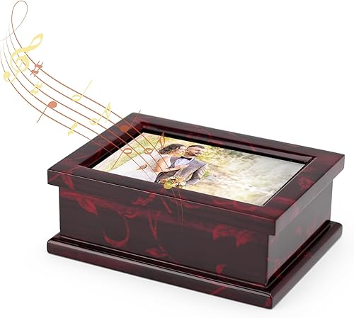 Miniatura 7 de Moderno joyero musical con marco de fotos de 4 x 6 con motivos florales, muchas canciones para elegir, vals de carrusel