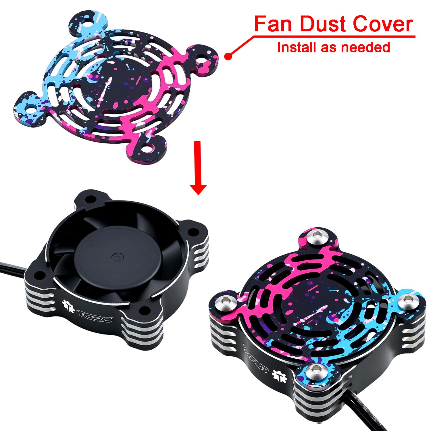 40x40x13mm High Speed Aluminum RC Motor Heatsink ESC Cooling Fan with Splash Anodizing Aluminum Dust Cover for 1/10 1/8 RC Car Truck Buggy Truggy
