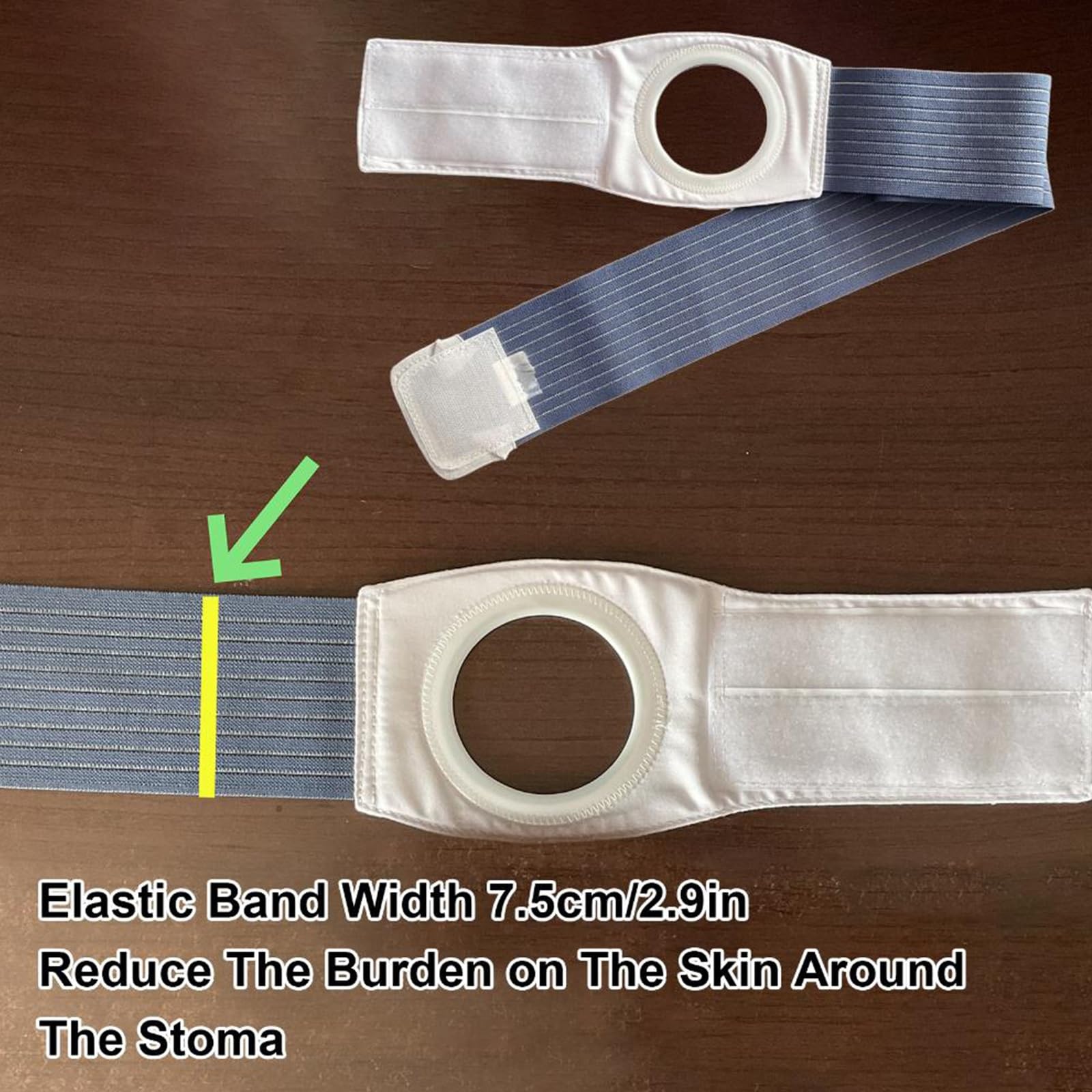 Cinturón Ostomía, Cinturón de Ostomía de Alta Elasticidad con Orificio de 7 Cm, Faja de Estoma Abdominal Ajustable, Reduce la Hernia Paraestomal y Refuerza las Bolsas(Large)