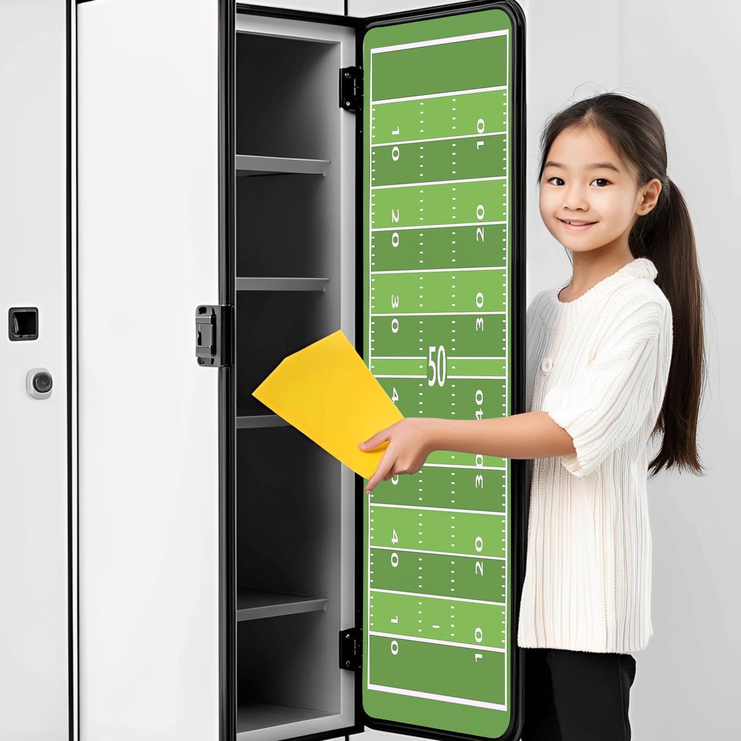 2 Pcs Locker Magnetic Wallpaper American Football Field 12" x 36" Wall Magnetic Sticker Removable Locker Accessories Decor Easy Install for Office School
