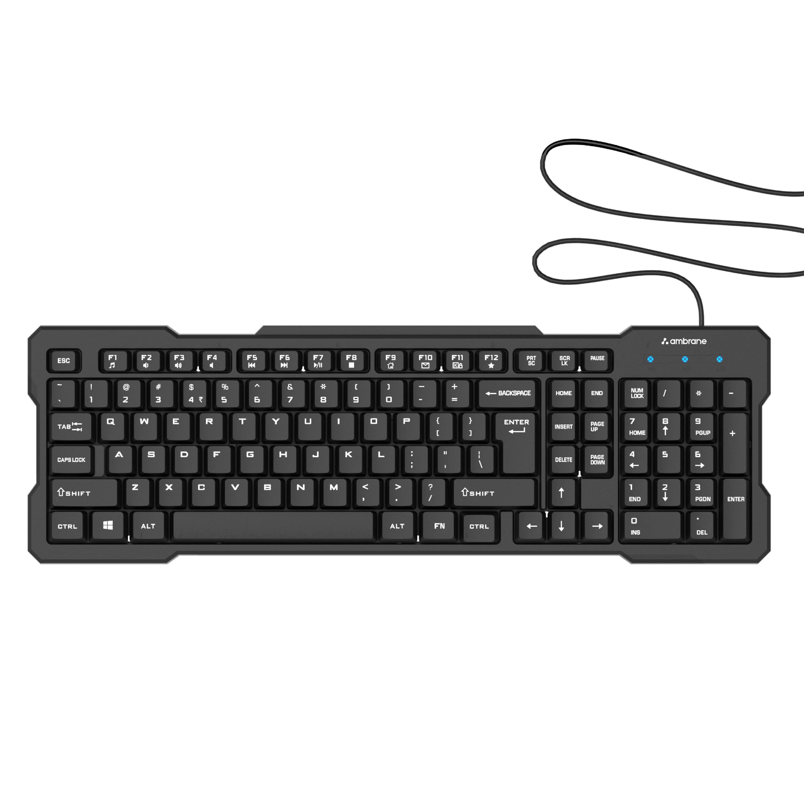 Ambrane Wired Keyboard, 104 Key with Membrane Switch Quick, 12Fn Shortcut Keys, Plug and Play USB Connection Compatible with PC, Mac, Laptop, Comfy and Ergonomically Design (Keyflex) (B0CHJ2RGYV) Amazon Price History, Amazon Price Tracker