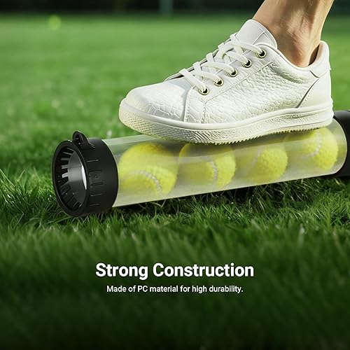 Miniatura 7 de NEEWER Tolva de tubo para pelotas de tenis y pelotas de pickleball, sección desmontable sin doblez, recogedor superior con tapón y correa para el
