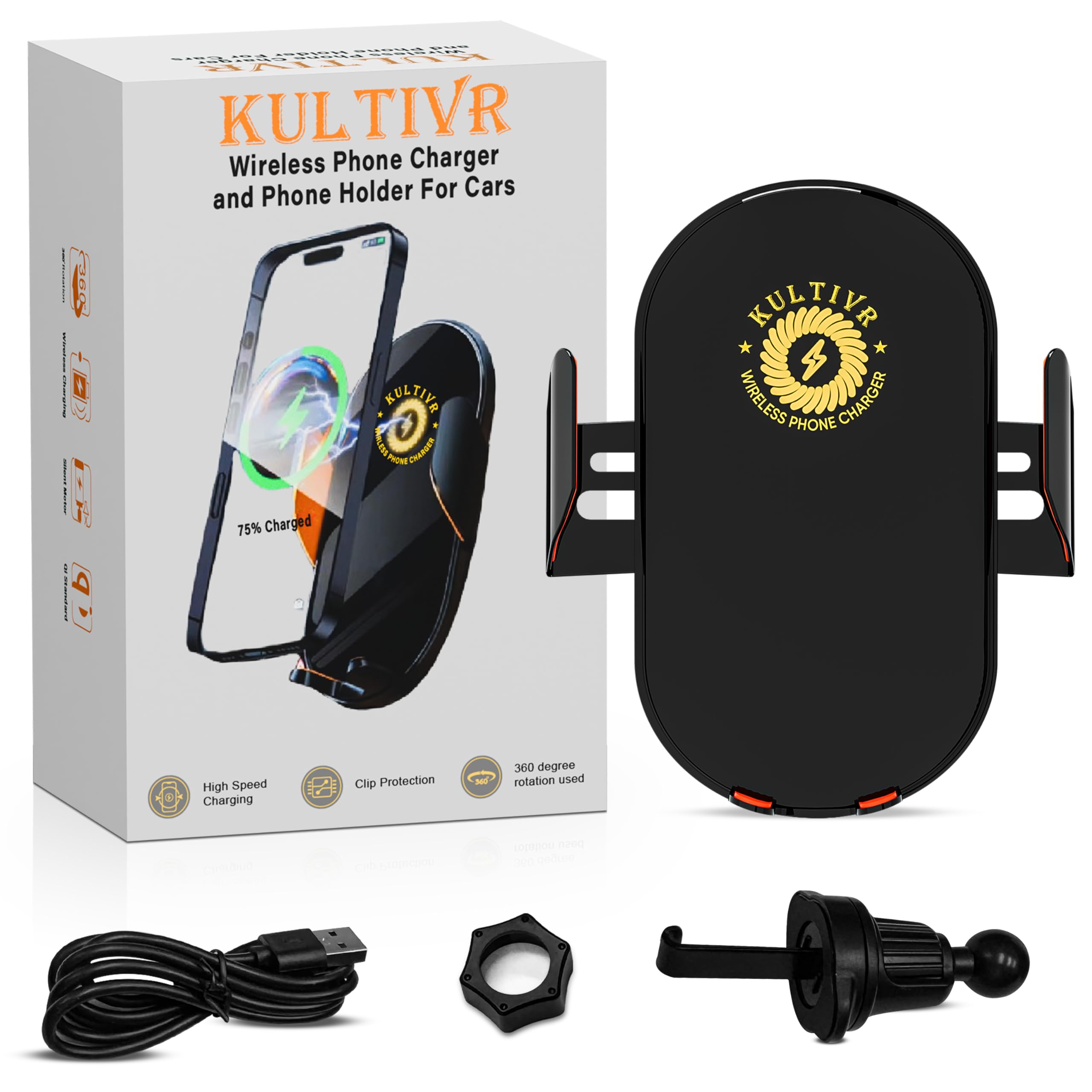 Soporte para teléfono de coche, cargador de coche 2025, soporte de ventilación inalámbrico rápido para teléfono celular, para MagSafe, iPhone y Android, sujeción automática manos libres con sensor