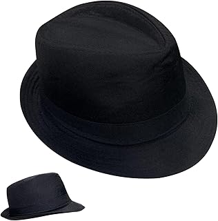 EUPSIIU 1 elegante chapéu Fedora Trilby, chapéu unissexo clássico Panamá Bowler, clássico cavalheiro elegante, boné de jazz, boné de gangster, aba curta, para viagens, praia, festa ao ar livre
