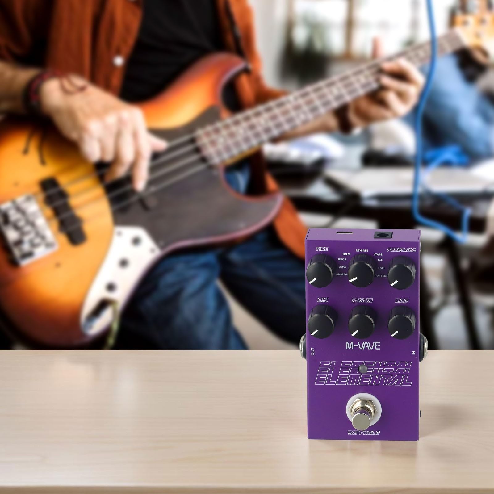 Elemental Digital Delay Pédale pour guitare avec 9 effets et long temps de retard pour des sons captivants