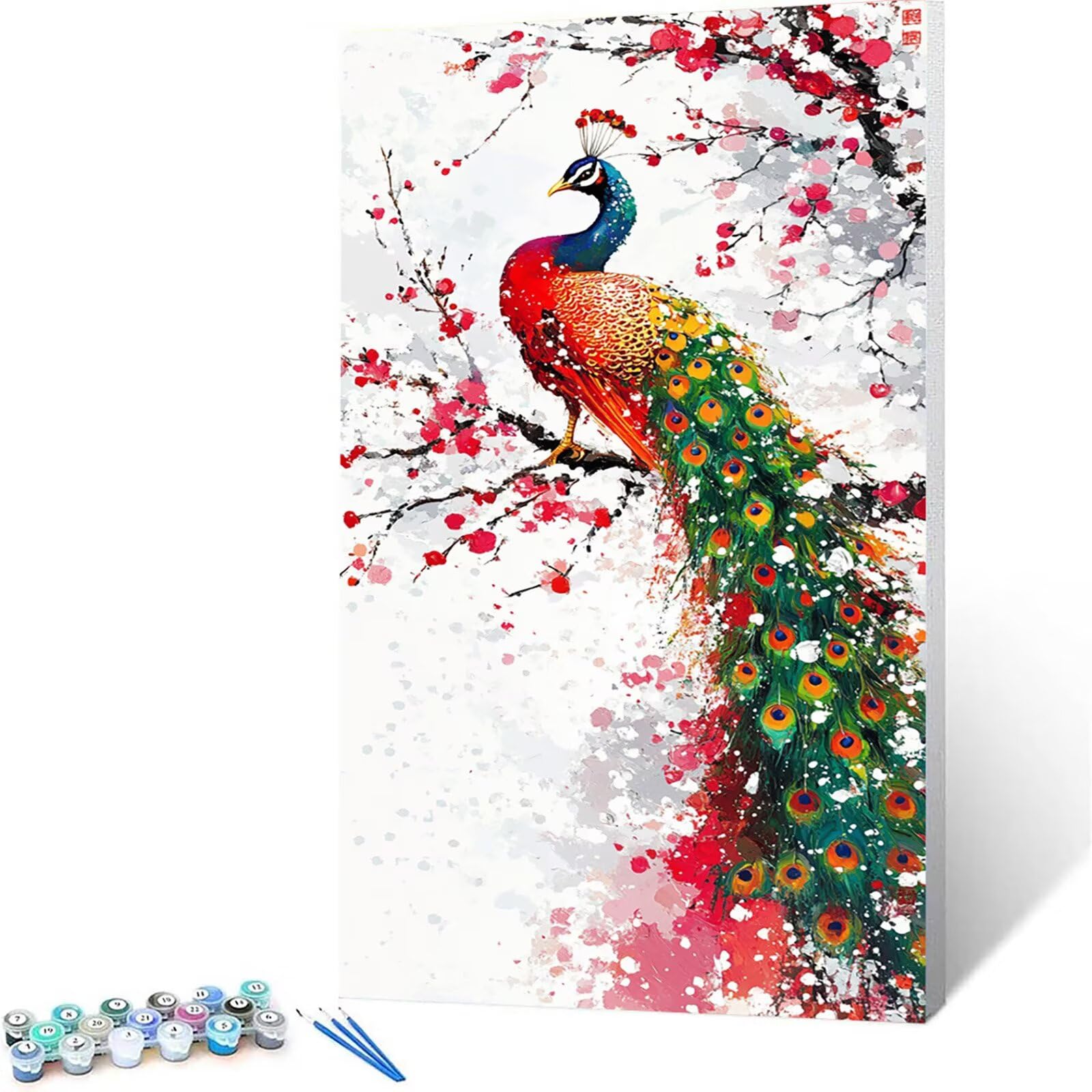 画材 Peacockesque Amazon.com: Peacock Paint by Numbers for Adults, Canvas for