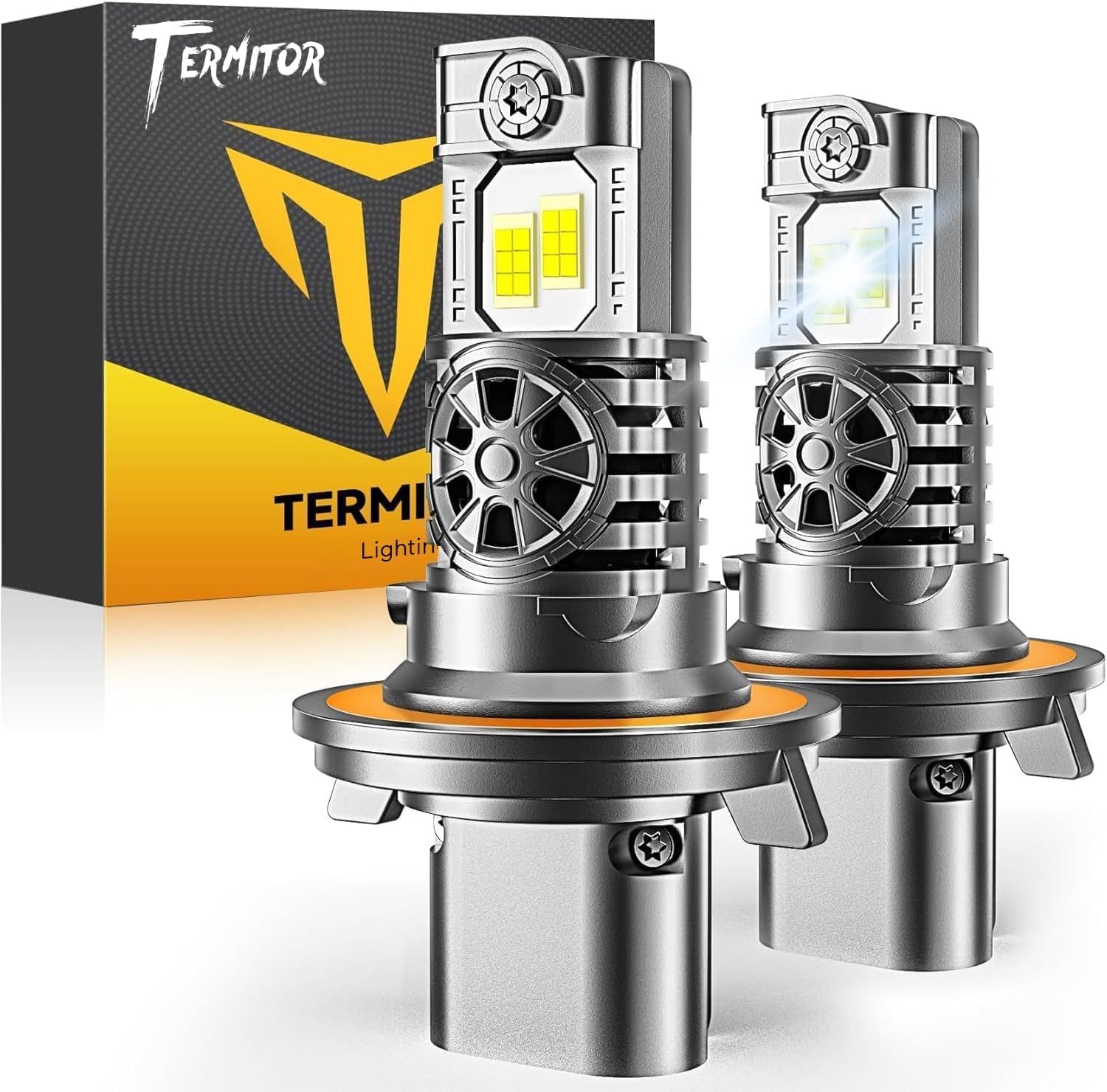Termitor Brightest H13/9008 LED 전구, 10배 더 밝은 50,000LM, 85K+ 시간 수명, 6500K 쿨 화이트, IP68 방수, 1:1 OEM 사이즈, 3분 설치, 2개 팩