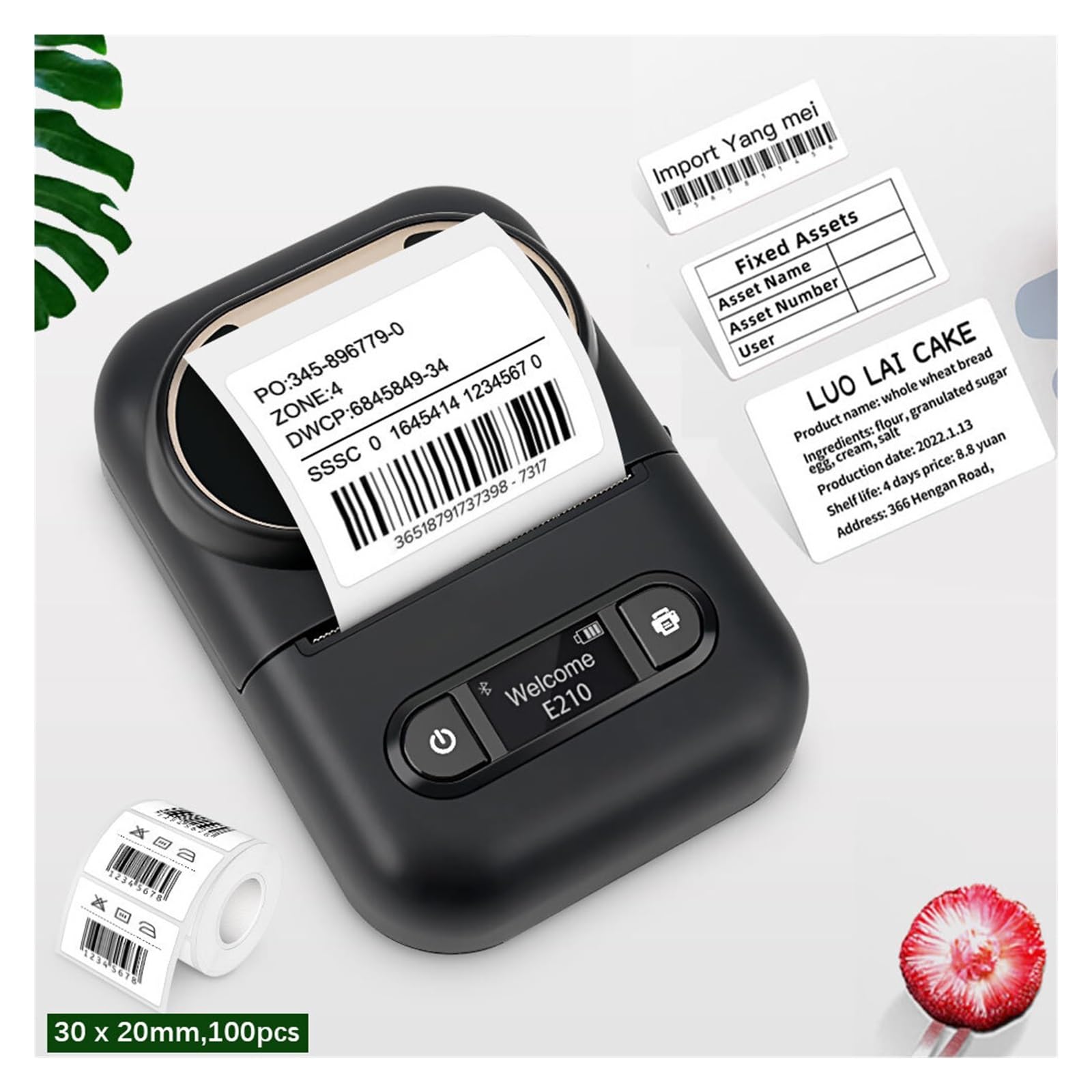 Termiczna Drukarka Etykiet Przenośna Mini Drukarka E210 Termiczna Drukarka Etykiet Drukarka Etykiet Samoprzylepna Drukarka Naklejek(White Printer)
