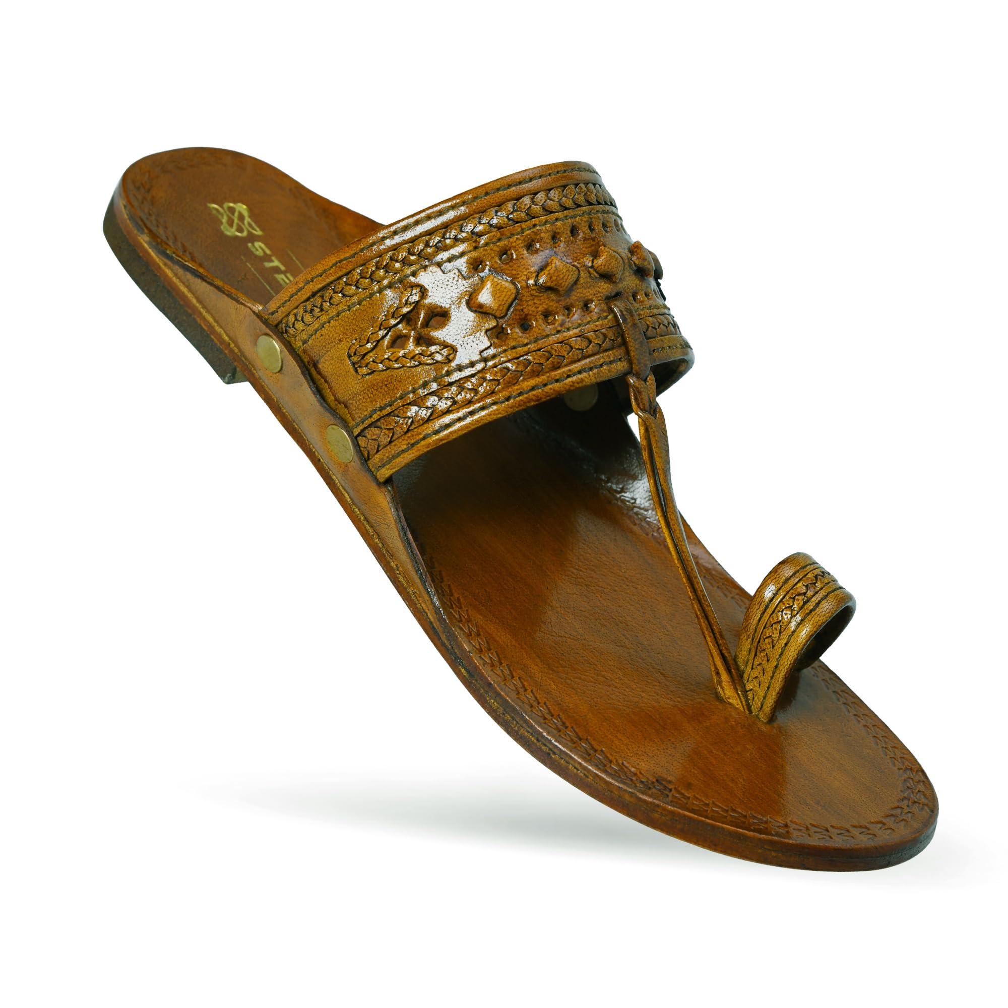 stepsoft Kolhapuri Chappal for Men Original | Kolhapuri Slippers for Men Best for Party, Wedding | Suitable In Kurta, Sherwani | Ethnic Kolhapuri Chappal | Leather Chappal-picture-57