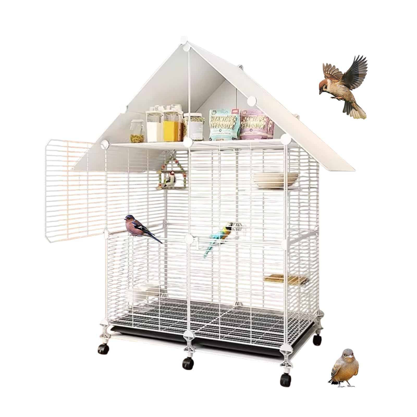 角屋根 大型 鳥かご （ バードゲージ 鳥小屋 鳥カゴ）黒 角屋根 大型バードゲージ（鳥かご 鳥小屋 鳥カゴ）黒 : まつ - 通販