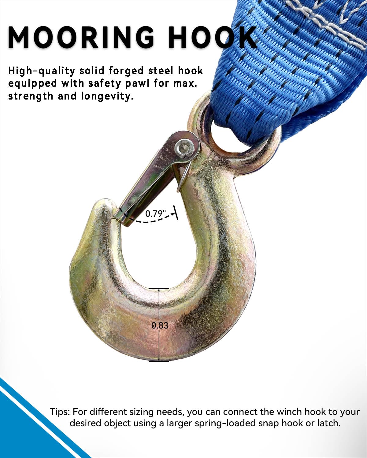Bootsanhängerwinde, 1587 kg, Handwinde mit 10 m blauem Gurt, 4:1/8:1 Getriebe-Handseilwinde mit Haken, 2-Wege-Ratsche, manuelle Seilwinde für Jet, Ski, Boot, Abschlepprolle, Schleppwinde