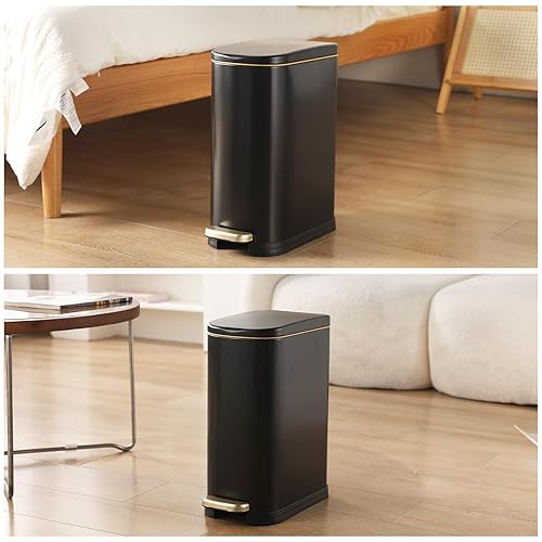 Miniatura 7 de ELPHECO Basurero de baño con tapa de cierre suave, 3.5 galones / 13.5 litros de acero inoxidable con cubo interior extraíble, papelera para baño