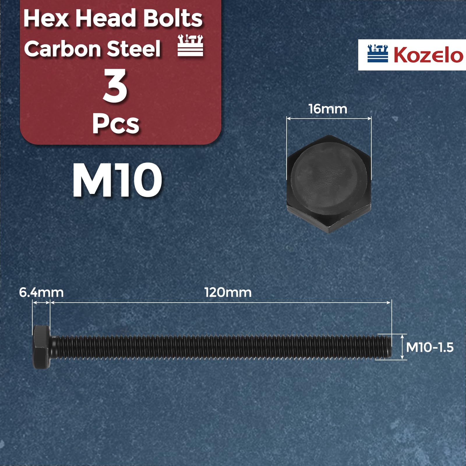Kozelo 3 Pcs Hex Head Screws Bolts - Image 2