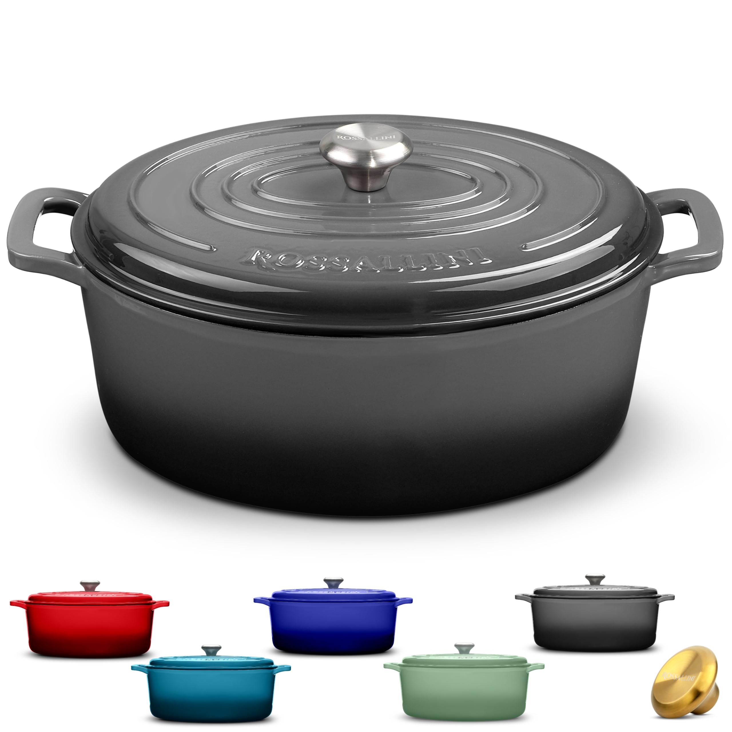 ROSSALLINI Signature Enameled Cast Iron Oval Dutch Oven