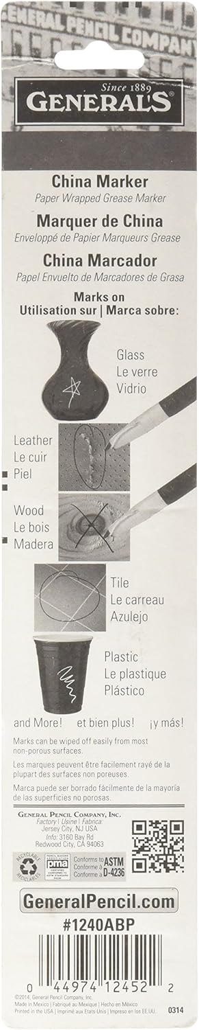 General Pencil 1240ABP China Marker Multi Purpose Grease Pencil, Black/White, 2-Pack: Arts, Crafts & Sewing