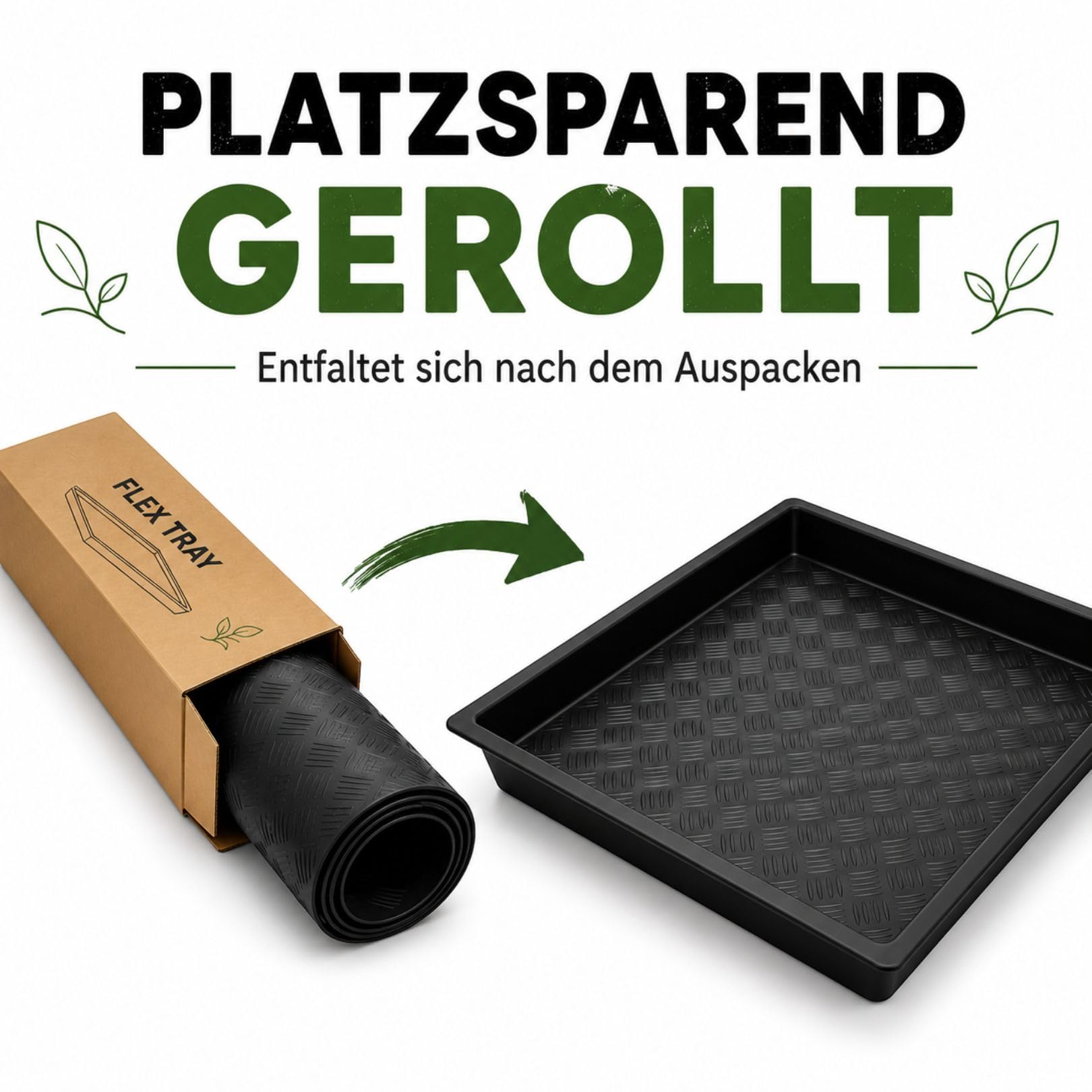 Weedness Flexible Auffang-Wanne 120 x 120 x 12 cm Kunststoff Wasserdicht - Pflanzboden Grow Anbau Blumentopf Plastik Pflanz-Schale Untersetzer Pflanzen