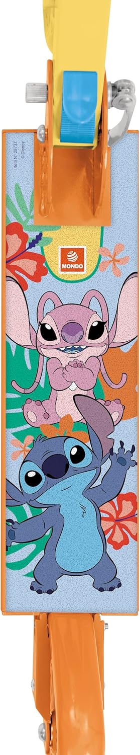 Mondo Toys 28737 Disney Stitch Aluminium Scooter, 2 Wheels, Foldable Aluminium Scooter with Extra Grip Running Board and Adjustable Handlebar for Children