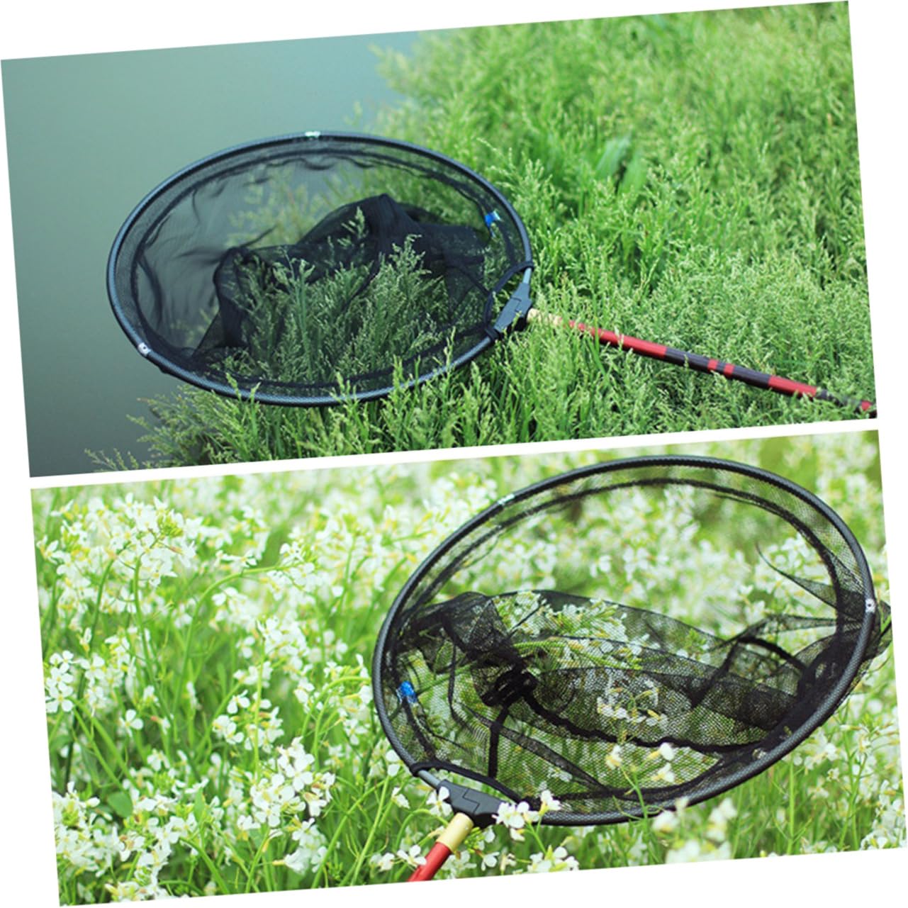 HANABASS guadino da pesca fishing net testa del guadino rete da pesca pieghevole rete da piscina testa della rete dello skimmer rete per foglie per piscina rete di cattura e rilascio