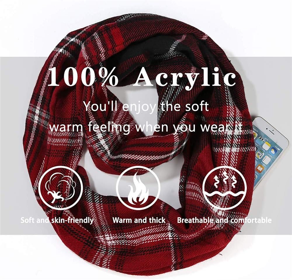 Ulalaza Infinity Scarf with Hidden Zipper Pocket Lightweight Travel Wrap for Women Girls - Image 5