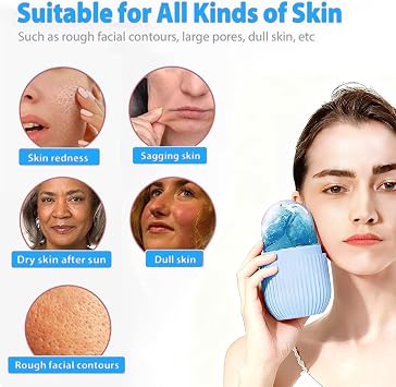 3pcs Ice Roller for Face Eyes Women Facial Depuffer,Skin Care,Ice Pack Neck Massager,Cooling &Smoothing,Beauty Essentials (Blue)