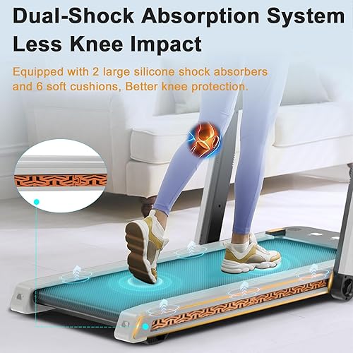 Miniatura 4 de Caminadora plegable, 2 en 1, caminadora para debajo del escritorio, 2.5 HP, capacidad máxima de 220 libras, con altavoz, aplicación, control remoto,