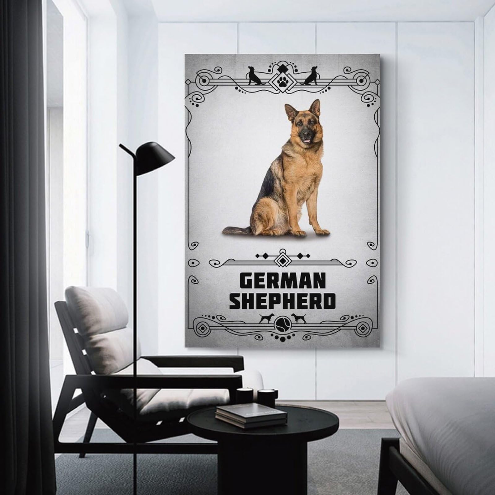 Junmoney German Shepherd Wall Art Print 20x30inch(50x75cm), for Hallway, Entryway Or Landing, Wall Decor to Refresh Empty Corners, for Cosy Room Updates