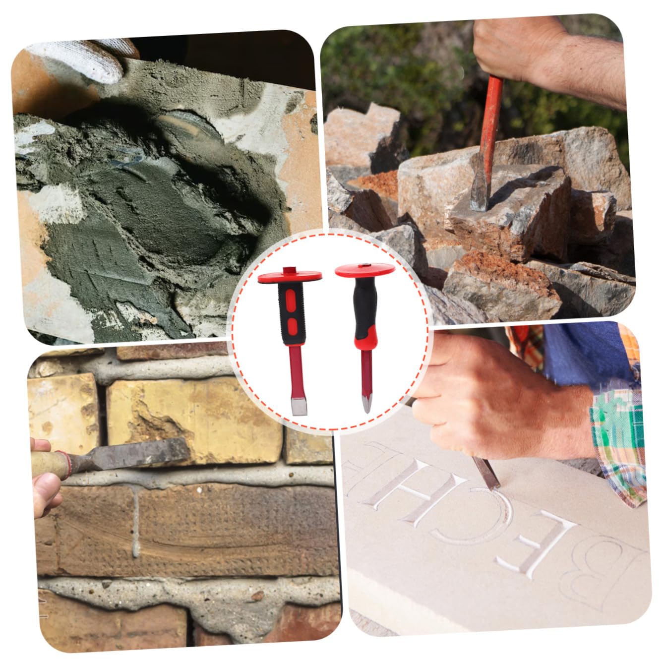 Set di Scalpelli Pesanti da 2 Pezzi 250mm in Acciaio Cromo-vanadio Impugnatura Confortevole per Demolizione e Lavorazione Muraria