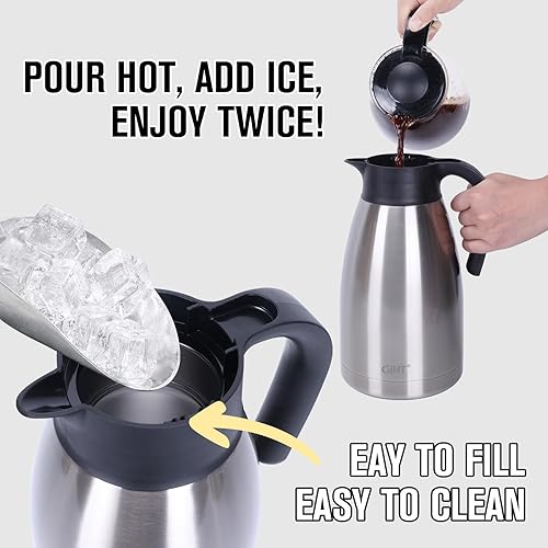 Miniatura 69 de Jarra térmica de acero inoxidable para café, termo de doble pared sellado al vacío, 12 horas de retención de calor Negro