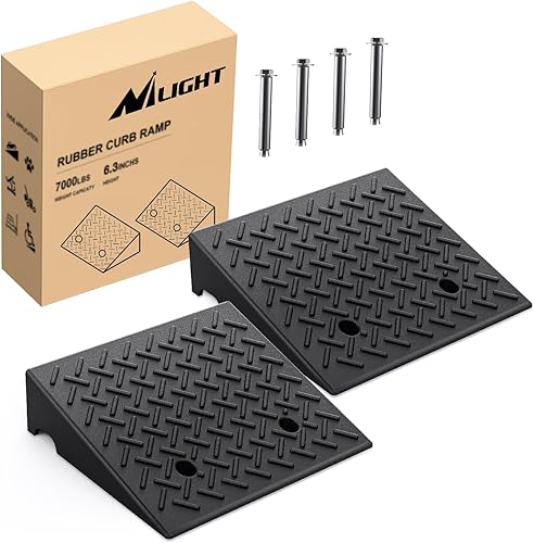 Nilight Rampas de goma para bordillos, rampa de umbral de goma resistente de 6.3 pulgadas, rampas portátiles para automóviles sillas de ruedas,