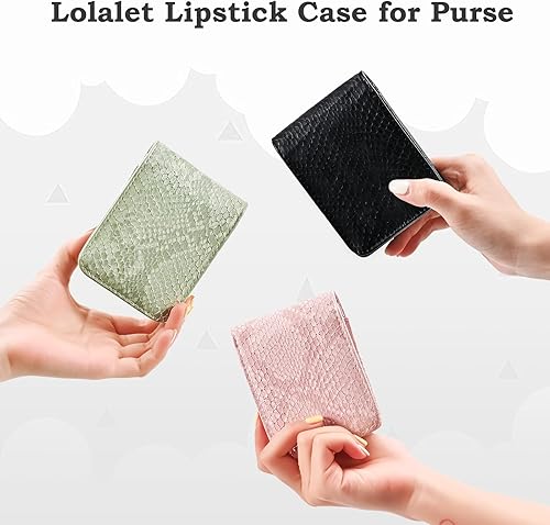 Miniatura 2 de Lolalet Estuche para lápiz labial con espejo para bolso, pequeña bolsa de cosméticos para lápices labiales, bolsa de lápiz labial de viaje, mini