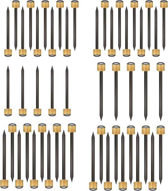 BLMHTWO 50 Pieces Picture Hanging Nails Brass Nails for Hanging Pictures Black Steel Nails and Brass Head Picture Frame Hangers Nails with Plastic Storage Box, 5-30 lbs