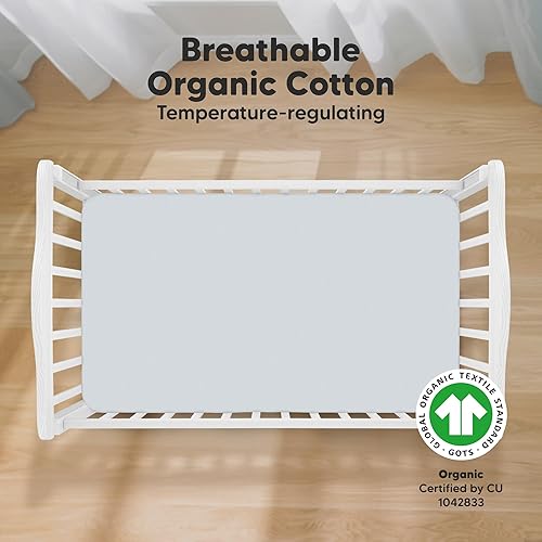 Vista 424 de KeaBabies - Juego de 2 sábanas orgánicas, unisex, suaves, 52 x 28 pulgadas, diseño neutro, de algodón jersey transpirable, con estampados adorables