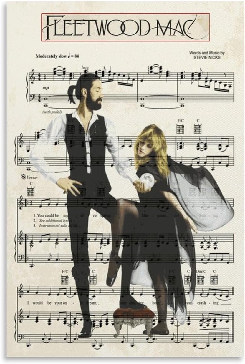 CUHCVOEQ Fleetwood Mac Poster Rumors Sheet Music Album Cover Posters Posters for Room Aesthetic Posters for Bedroom Canvas Art Poster And Wall Art Posters for Room 12x18inch(30x45cm) Unframe-style