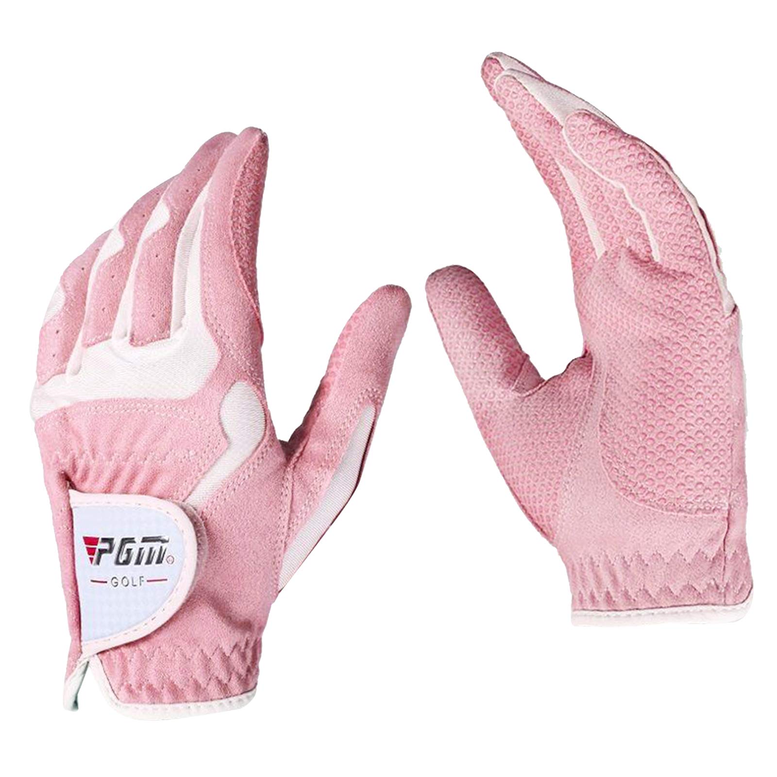 Damen Golfhandschuh, atmungsaktiv, linke rechte Hand, Golferhandschuhe, Rosa-Weiß, Größe M
