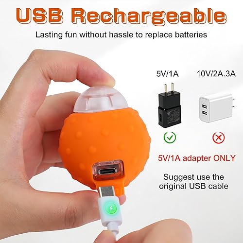 Miniatura 5 de Pelota de juguete interactiva para gatos, juguetes para gatos de interior con pájaro chirriante, bola rodante automática, juguetes recargables para