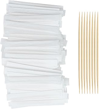 HOPELF Bamboo Toothpicks by Individually Wrapped for Appetizer, Olive, Barbecue, Fruit, Teeth Cleaning,Double-Points Wooden Toothpick.1000 Count