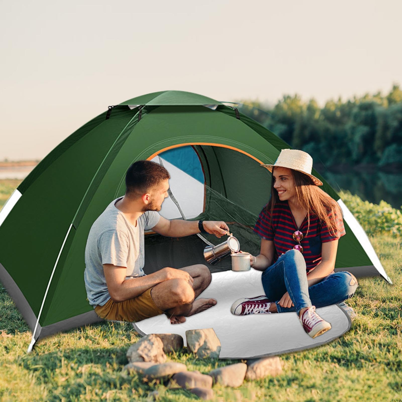 Namiot turystyczny kempingowy Oddychający, Wytrzymały, Z Torbą | Wytrzymały Namiot Plenerowy Rodzinny Na Górskie Wyprawy, Jezioro, Na Plażę, Letni Backpacking, Piesze Wędrówki Oraz