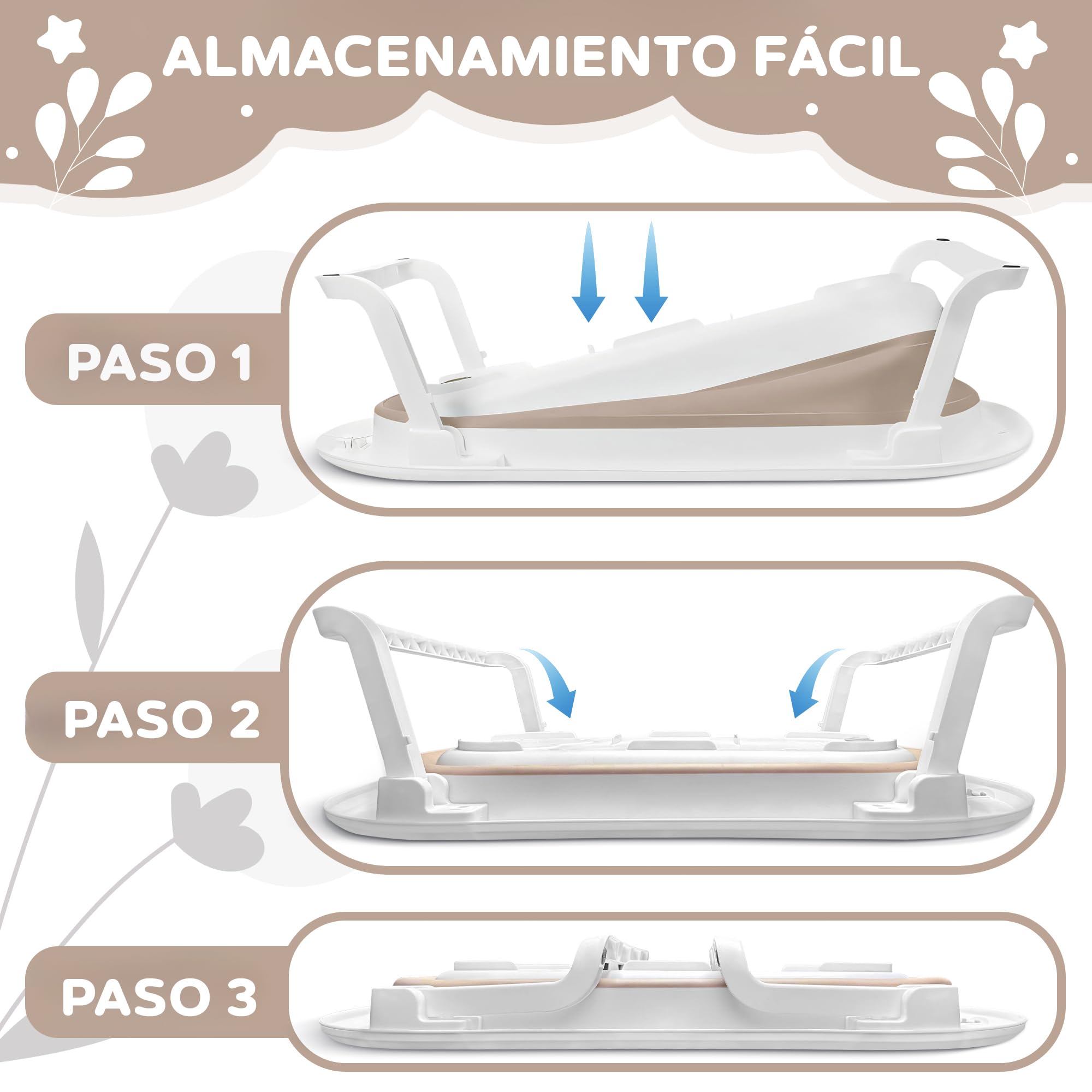 Bañera Plegable XXL para Bebé FawnsLife – Bañera para Bebé con Patas, Asiento Confortable y Pequeño Cubo de Agua Plegable – y Práctica para Espacios Reducidos y Desplazamientos
